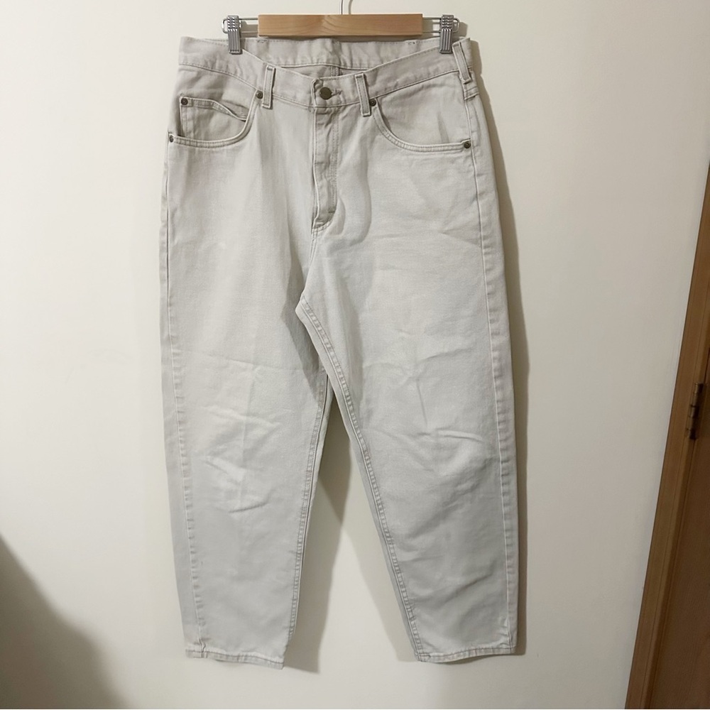 LL Bean Mens Light Tan Color Denim Jeans Size 34 32